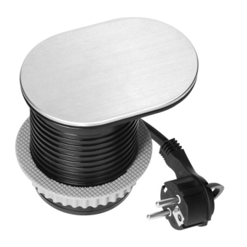 GNIAZDO MEBLOWE KABEL 1,9m ORNO OR-GM-9042(GS)/G Ø6cm 2xUSB SCHUKO